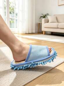 1pair Removable And Washable Linen Mop Slippers, Unisex Cleaning Slippers - multicolor - View 10