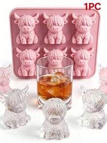 Cute Three-Dimensional Cow-Shaped Ice Cube Mold, Multi-Functional Chocolate Mold For Home. Ice Cube Tray For Refrigerator, Suitable For Home, Bar, Club, Whiskey, Parties, And Gifts - Small Mountain Cow Ice Cube Mold, Kitchen Accessory, Household - Multicolor - View 10