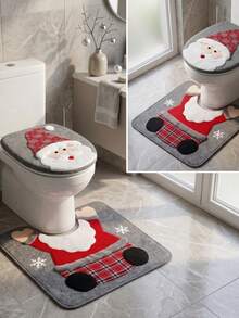 Faceless Santa Claus Christmas Toilet Seat Cover, Soft Plush And Anti-Slip, Festive Bathroom Decoration, Suitable For Homes And Hotels, Easy To Clean, For Holiday Parties - Multicolor - View 5