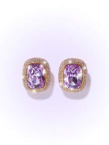 Popjeli Lavender Gemstone Woman Earrings - Yellow Gold - View 1
