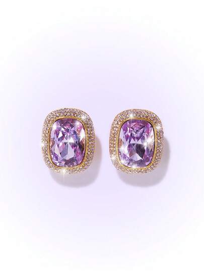 Popjeli Lavender Gemstone Woman Earrings