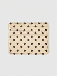 ROMWE Kawaii 1 Piece Beige Polka Dot Multi-Card Clip, Retro Polka Dot Light And Thin Card Bag, Small And Large Capacity! Polka Dot Multi-Card Card Bag - Multicolor - View 1
