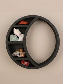 1PC Standard Size Crescent Moon Shaped Tiered Wall Mounted Display Shelf Rack For Crystal Stone Collection Small Trinkets Organizer With Non Slip Surface Space Saving Decorative Storage For Living Room Bedroom Entryway Home Decor Essential - 1PC - View 5