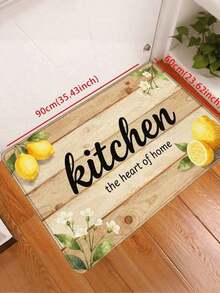 1 Piece Lemon Flower Pattern Kitchen Floor Rug, Oil And Water Resistant, Anti-Slip Kitchen Long Rug, Stain And Oil Resistant Kitchen Rug Pad, Wooden Print Kitchen Long Rug Pad, Kitchen Rug Pad With American Refreshing Style, Kitchen Rug With Stain - Lemon Kitchen - View 20