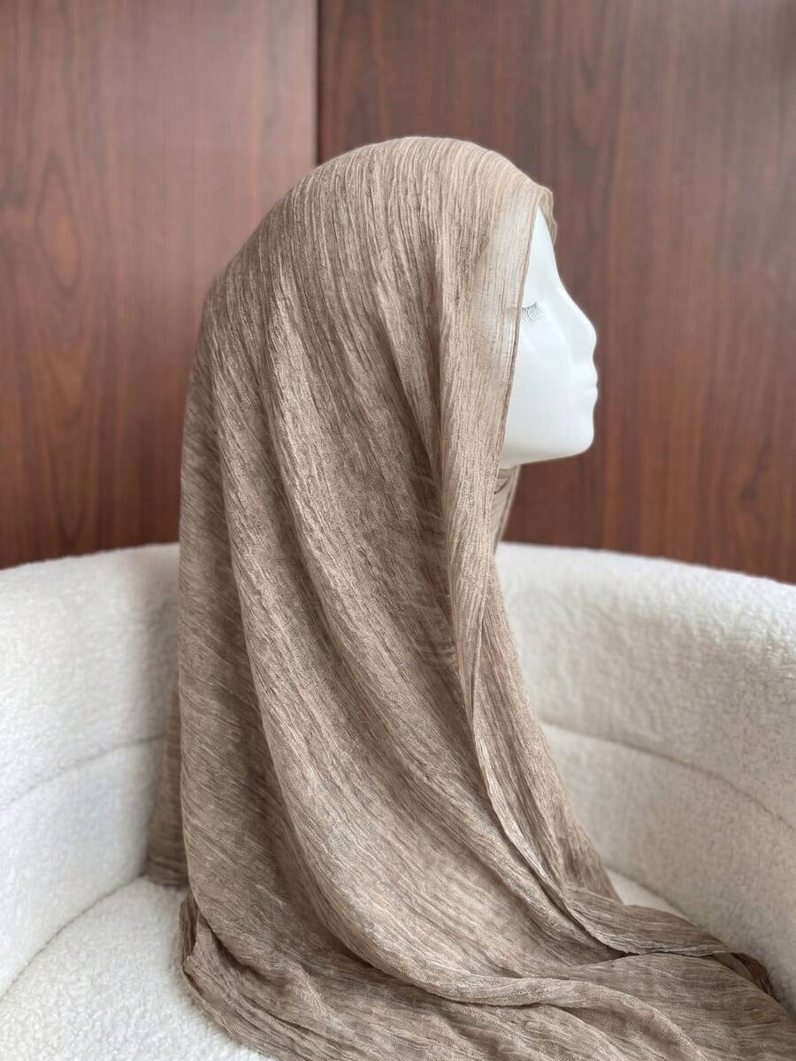 Dealstrict 1 Pc Soft Plain Color Crinkle Modal Hijab Solid Color Headscarf Arab Woman Everyday Hijab - Multicolor - View 1