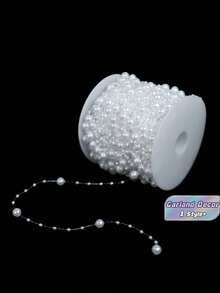 1Roll 60M Artificial Pearls String Chain Strand Beaded Wire Valentine Gift Garland Flowers Decor DIY Wedding Bouquet Hair Accessory Crafts - Multicolor - View 1