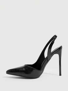 CUCCOO SZL New Pointed Thin High Heels, Black Back Strap, Empty Women's High Heels, Shoes, Fashionable And Sexy Elegant, Simple, Suitable For Banquets Fall Shoes - Horse oil black 1 #. - View 4