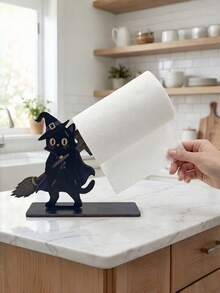 Halloween Wooden Paper Towel Holder, Cute Black Cat Ghost Skeleton Pumpkin Man Countertop Paper Roll Holder, Decorative Freestanding Kitchen Tissue Dispenser For Halloween Home Party Decor - various - View 8