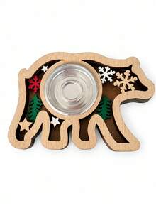 Cirelle 1pc 5-Layer Wooden Tea Light Candle Holder, Christmas Snowflake, Tree, Heart, Reindeer, Star And Butterfly Cutout Designs, Decorative Tabletop Candlestick For Dining Table, Mantel, Living Room, Holiday Party And Seasonal Home Decor - multicolor - View 17