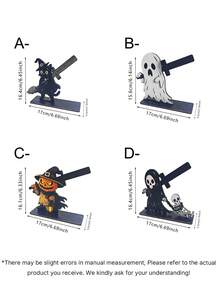Halloween Wooden Paper Towel Holder, Cute Black Cat Ghost Skeleton Pumpkin Man Countertop Paper Roll Holder, Decorative Freestanding Kitchen Tissue Dispenser For Halloween Home Party Decor - various - View 4