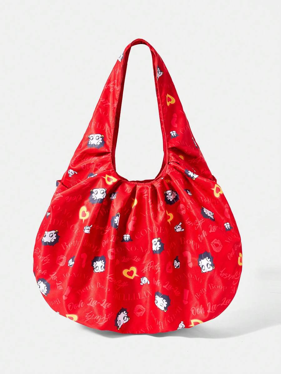Betty Boop x SHEIN 1 Piece Fashionable, Casual, Lightweight, Fun Pattern Printed Shoulder Bag, Tote Bag, Suitable For Shopping, Travel, Shopping, Etc - Multicolor - Red - View 1