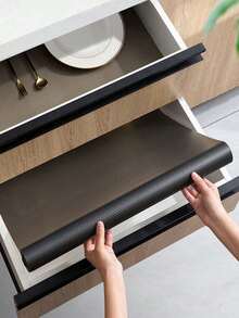 1 Roll Waterproof Non-Slip Cabinet Liner – Anti-Slip Shelf Mat For Kitchen Cabinets, Bookcases, Desks, Drawers, Shelves, Durable Protective Liner For Home Organization, Easy Cut To Size, Reusable, Versatile Shelf Cover - Black - View 8