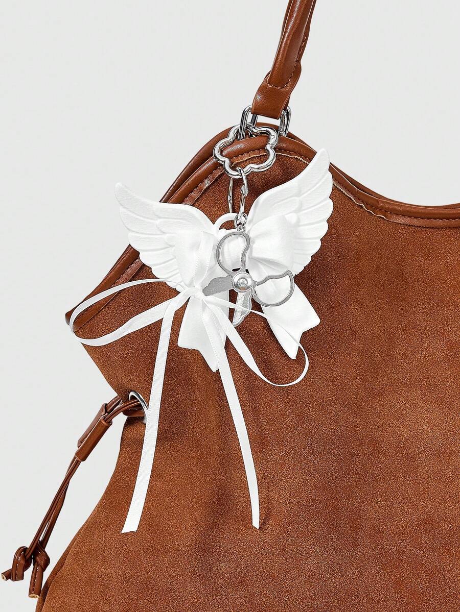 ROMWE Kawaii Bow Wings Metal Accessories Pendant - White - View 1