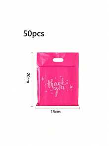 Minimalist Plastic Storage Bag, Makeup And Clothing Dual-Use Bag, Portable Gift Shopping Packaging Bag - 50Pcs star rose red - View 9
