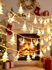 Teckwe Christmas Tree Decor Christmas Tree Reindeer Snowflake LED Light String,Indoor Room Wall Decor, Holiday Party Decor Light, Christmas Tree Decor Reindeer Snowflake Light String, Suitable For Winter Christmas Parties Decor String Lights - Clear - View 4