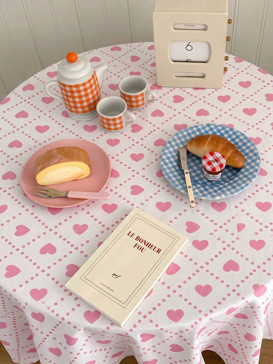 Joivida Taplak Meja Motif Berlian Titik Bulat Berbentuk Hati Warna Pink, Terbuat dari Bahan Beludru Peach, Mudah Dibersihkan, Cocok untuk Dekorasi Dapur dan Ruang Makan, Sesuai untuk Pesta, Piknik, Dekorasi Rumah, Dengan Gaya Cerah, Kain Tahan Lama, Untuk Perlengkapan Makan Pesta - Cinta - View 1