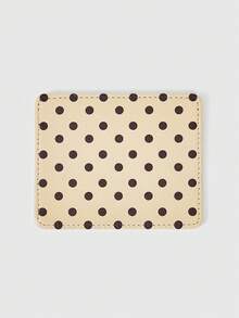 ROMWE Kawaii 1 Piece Beige Polka Dot Multi-Card Clip, Retro Polka Dot Light And Thin Card Bag, Small And Large Capacity! Polka Dot Multi-Card Card Bag - Multicolor - View 3