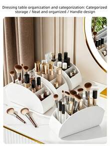 1PC Desktop Cosmetics Storage Box Multi Compartment Organizer For Office Stationery Pens Remote Control Makeup Brushes Eyebrow Pencils Holder Home Desk Tidy - White - View 3