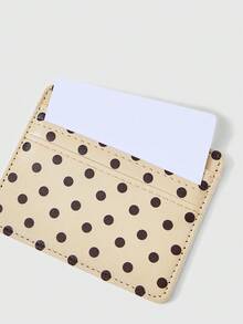 ROMWE Kawaii 1 Piece Beige Polka Dot Multi-Card Clip, Retro Polka Dot Light And Thin Card Bag, Small And Large Capacity! Polka Dot Multi-Card Card Bag - Multicolor - View 2