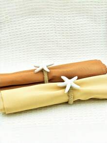 2/4PCS Resin Starfish Napkin Rings Mediterranean Ocean Theme Sea Star Table Decor Coastal Style Napkin Holder For Wedding Beach Party Summer Dinner Banquet Home Decoration - White - View 5