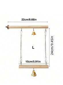 SHEIN 1pc Double-Decker Wooden Parrot Stand With Bell Swing - Multicolor - View 9