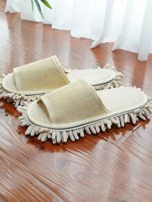 1pair Removable And Washable Linen Mop Slippers, Unisex Cleaning Slippers - multicolor - View 22