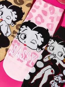 Betty Boop x SHEIN Women's Socks 3 Pack - variegated - View 3