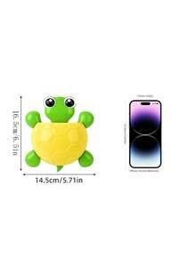 1pc Adorable Turtle Wall Organizer With Strong Suction Cups Cute Cartoon Toothbrush Holder & Bathroom Storage Rack For Multi-Use PP Container For Toothpaste, Pens, Makeup Brushes Space-Saving Travel Organizer, Nursery Decor Storage - Multicolor - View 4