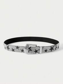 Glisma Thắt lưng trang trí kim cương phong cách Dark Punk Stars Flash, retro subculture, phối đồ đa năng cho quần jeans - Bạc - Xem 2