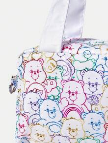SHEIN X Care Bears 1個卡通圖案化妝包，便攜拉鍊化妝收納袋，多功能收納包，輕便旅行包 - 多色-彩色線條 - 查看 4