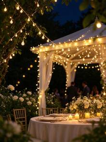 Teckwe 1pc Home Decoration Led Crystal Ball String Light,Battery Operated Bubble LED Fairy Light String, Suitable For Home,Garden, Camping, Party, Wedding Prom,Birthday, Courtyard Decoration,Christmas Tree Decoration Ball String Lights,Bedroom Decor Lights - White - View 13