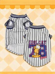 GARFIELD | PETSIN 1pc Cute Kitten Number 78 Word Printed Pet Tank Top Black And White Stripes Soft, Comfortable, Breathable Pet Clothes - Multicolor - View 2