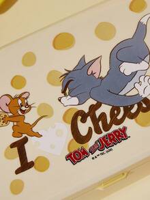 TOM & JERRY X Joivida Cartoon Print Lunch Box, Portable Leak Proof Bento Box, Food Storage Container For School Office Picnic, Remove Lid When Microwaving - Yellow - View 3