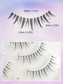 5 Pairs Cartoon Style False Lashes Natural Soft Transparent Plastic Band Demon Fairy Look Must Have Beauty Accessory - Multicolor - View 4