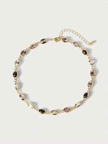 Glisma Vintage Metal Chain Necklace - black gray - View 2