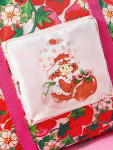 Strawberry Shortcake X SHEIN 1pc Cute Cartoon Character Pattern Can Store Travel Bags, Beach Bags, Suitable For Commuting, Sports, Leisure, Outings, Large Capacity, - Baby Pink - View 4