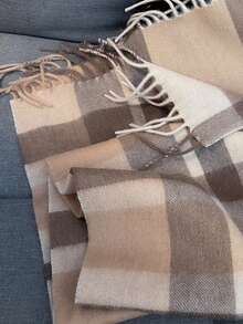Dealstrict 1 PC Women Faux Wool Plaid Scarf, High-Quality Shawl Wrap, Comfortable And Warm Winter Accessory, Suitable As A Birthday Gift For Dress - Camel - View 2