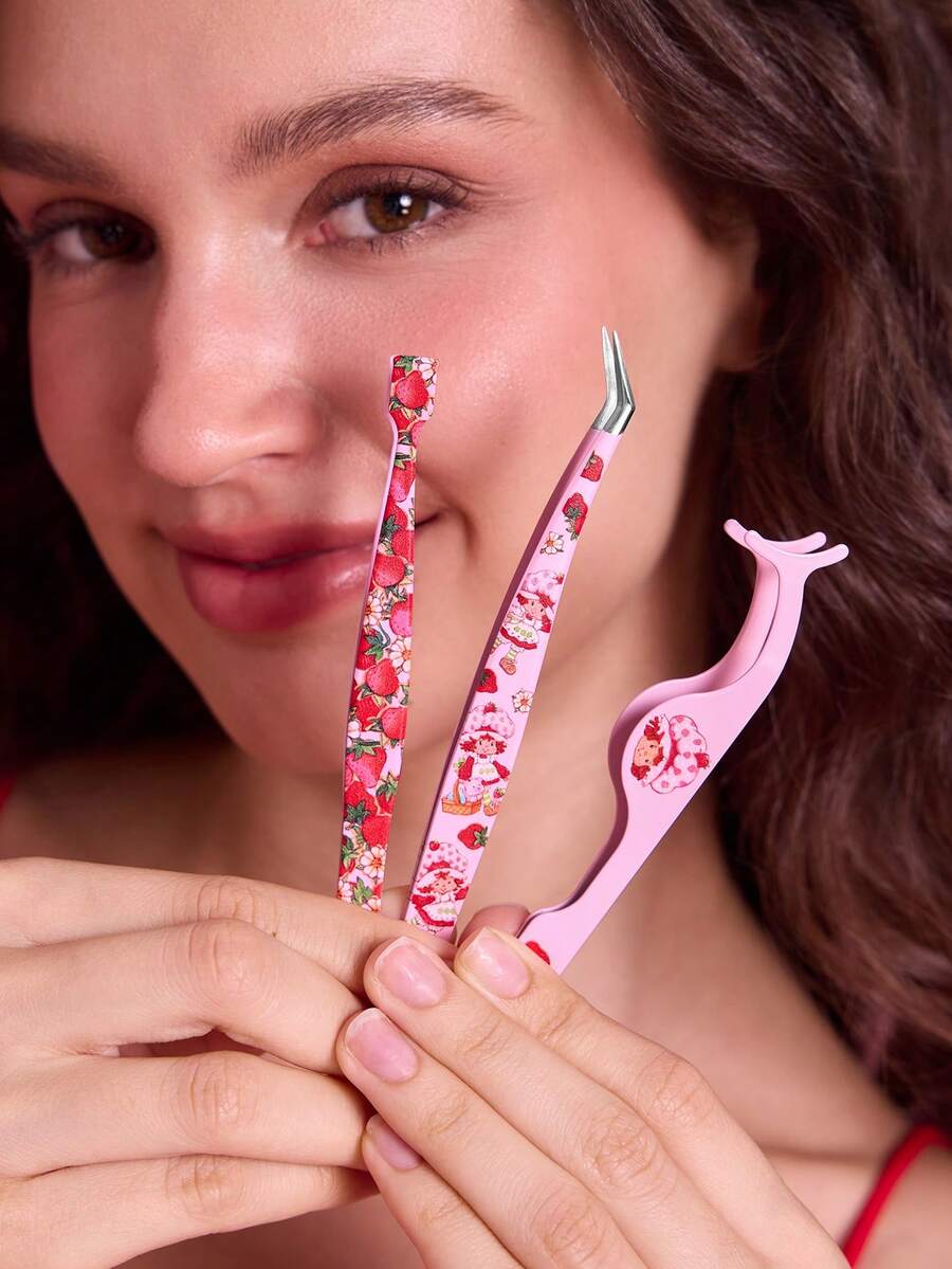 Strawberry Shortcake X SHEIN Print Lash Applicator & Tweezers Set, Sold Individually Or As A Kit, Easy To Use For False Eyelashes Application - Multicolor - View 1