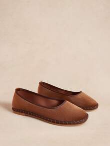 Rosivie Ladies Lazy Casual Comfortable Retro Flat Shoes - Camel - View 3