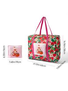 Strawberry Shortcake X SHEIN 1pc Cute Cartoon Character Pattern Can Store Travel Bags, Beach Bags, Suitable For Commuting, Sports, Leisure, Outings, Large Capacity, - Baby Pink - View 7