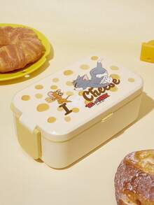 TOM & JERRY X Joivida Cartoon Print Lunch Box, Portable Leak Proof Bento Box, Food Storage Container For School Office Picnic, Remove Lid When Microwaving - Yellow - View 7