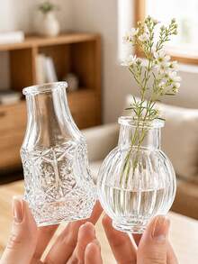 10pcs Bohemian Mini Glass Vase Set, Vintage Clear Bud Vases, Rustic Wedding & Table Centerpiece Decor, Small Decorative Bottles For Flowers, Diffuser Bottles, Home, Room & Christmas Decor - 10Pcs - View 3