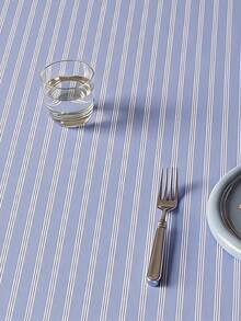 Joivida A Blue Striped Tablecloth, Made Of Velvet Fabric, Easy To Clean. Suitable For Holiday Parties, Kitchens, Dining Rooms And Home Decorations. Practical And Beautiful Daily Decorative Items. The Material Is Durable. - Blue Stripe - View 2