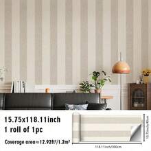 1PC Pastel Vertical Stripe Peel & Stick Wallpaper, Removable PVC Wall Decor For Nursery, Kids Room & Playroom - Multicolor - View 30