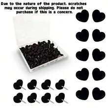 50pcs Plastic Love Thumbtack Shape Tack Binding Board Wall Nail Poster Photo Etc.,Back To School,School Supplies - Black - View 8