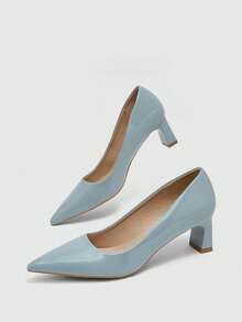 CUCCOO BIZCHIC Ladies Elegant Casual Simple Comfortable Commuter Fashion High Heel Shoes Fall Shoes - Light blue - View 10