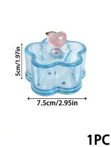 Joivida 1PC/2PCS Cute Floral Trinket Box Glossy Translucent Plastic With Cherry Heart Star Handle Multi Purpose Storage Case Lovely Tabletop Decor For Dressing Table - Multicolor - View 15