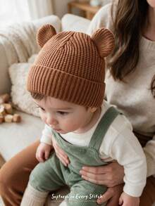 Cozy Pixies 1-Piece Boy And Girl Children Baby Knitted Solid Color Versatile Cartoon Bear Children Autumn And Winter Warm Knitted Wool Pullover Hat - Multicolor - View 7