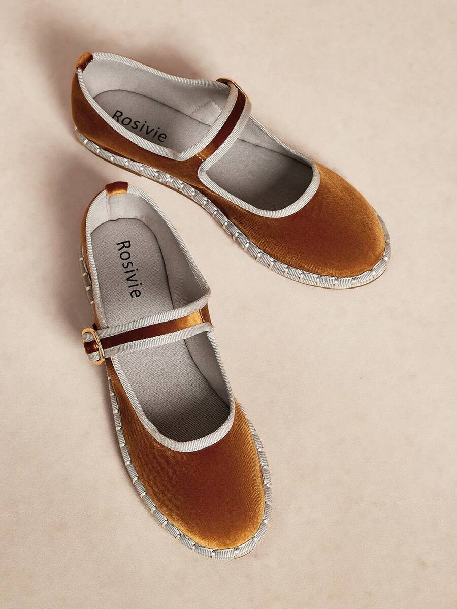 Rosivie Women's Casual Bohemian Style Buckle Design Slip-On Loafers Valentine's Day - Camel - View 1