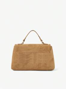Maija Ladies Brown Suede Hardware Buckle Decorative Suede Handbag, Fashionable And Elegant, Simple And Versatile Classic, Commuter Office Dating Daily - Brown - View 3